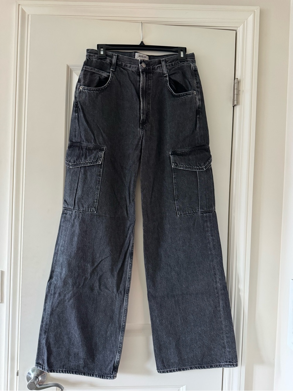 AGOLDE Black Washed Boyfriend Cargo Jeans